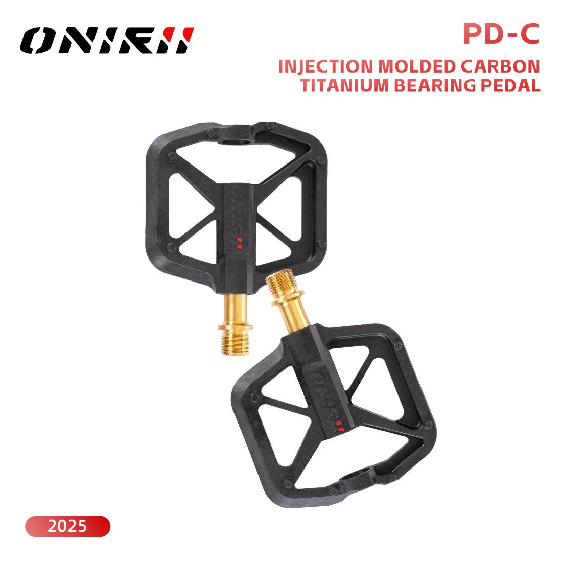 2025 New ONIRII PD-C Injection Carbon Fiber Flat Bike Pedals Ultralight Rolling Pin Titanium Axle for Road Mountain Bikes