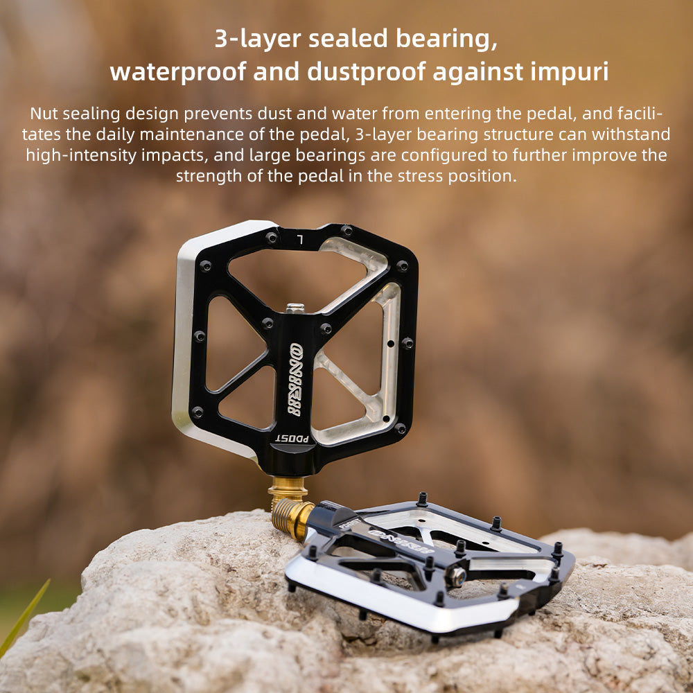 ONIRII PD-05 Ultralight Bike Pedal 3 Bearing Aluminum CNC Forged with Anti-slip Screws Titanium Axle for AM DH XC Mountain Bicycle