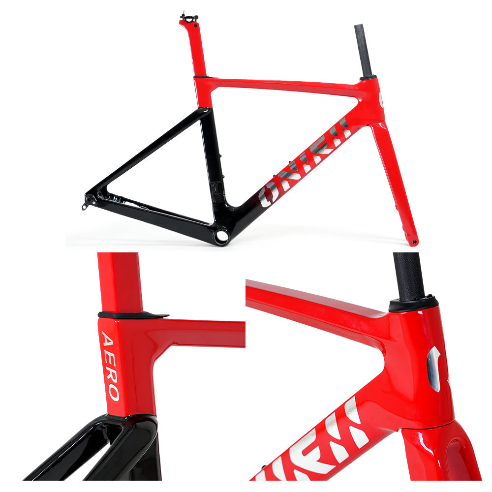 ONIRII AERO Road Bike Frame Carbon with Front Fork, Headset, Seat Post, Tail Hook,Thru Axle Parts 12x100mm 12x142mm for Cycling Race