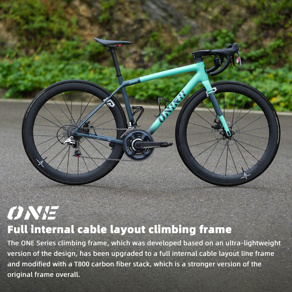 ONIRII Ultralight Carbon Climbing Frame Full Internal Cable Layout with Carbon Integrated Handlebar and Fork 700C for Road Bike