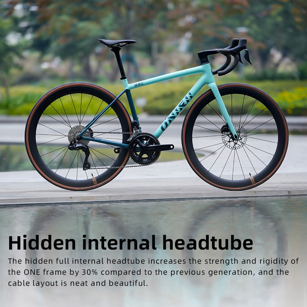 ONIRII Ultralight Carbon Climbing Frame Full Internal Cable Layout with Carbon Integrated Handlebar and Fork 700C for Road Bike