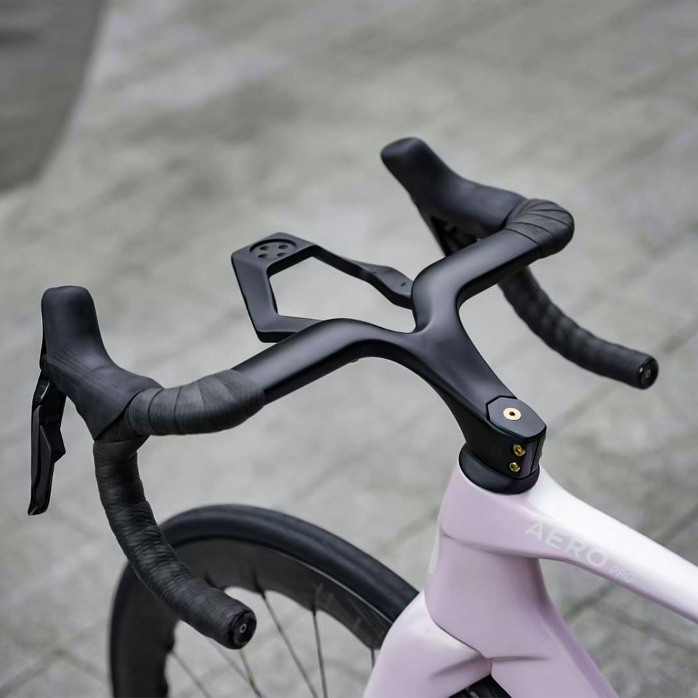 ONIRII HB 02 Universal Integrated Rised Handlebar Carbon Bars Fit 28.6 mm Head Tube with Stopwatch Holder Spacer for Road Bike