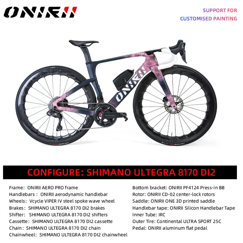 ONIRII AERO PRO Carbon Road Bike with Electronic Groupset 8170 7170 Di2 Handlebar Hydraulic Disc Brake Hidden Cable Frame NEW