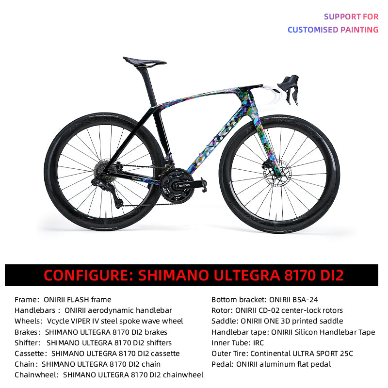 ONIRII FLASH Carbon Comprehensive Road Bike with Electronic Groupset 8170 7170 Di2 Handlebar Hydraulic Brake Hidden Cable Frame