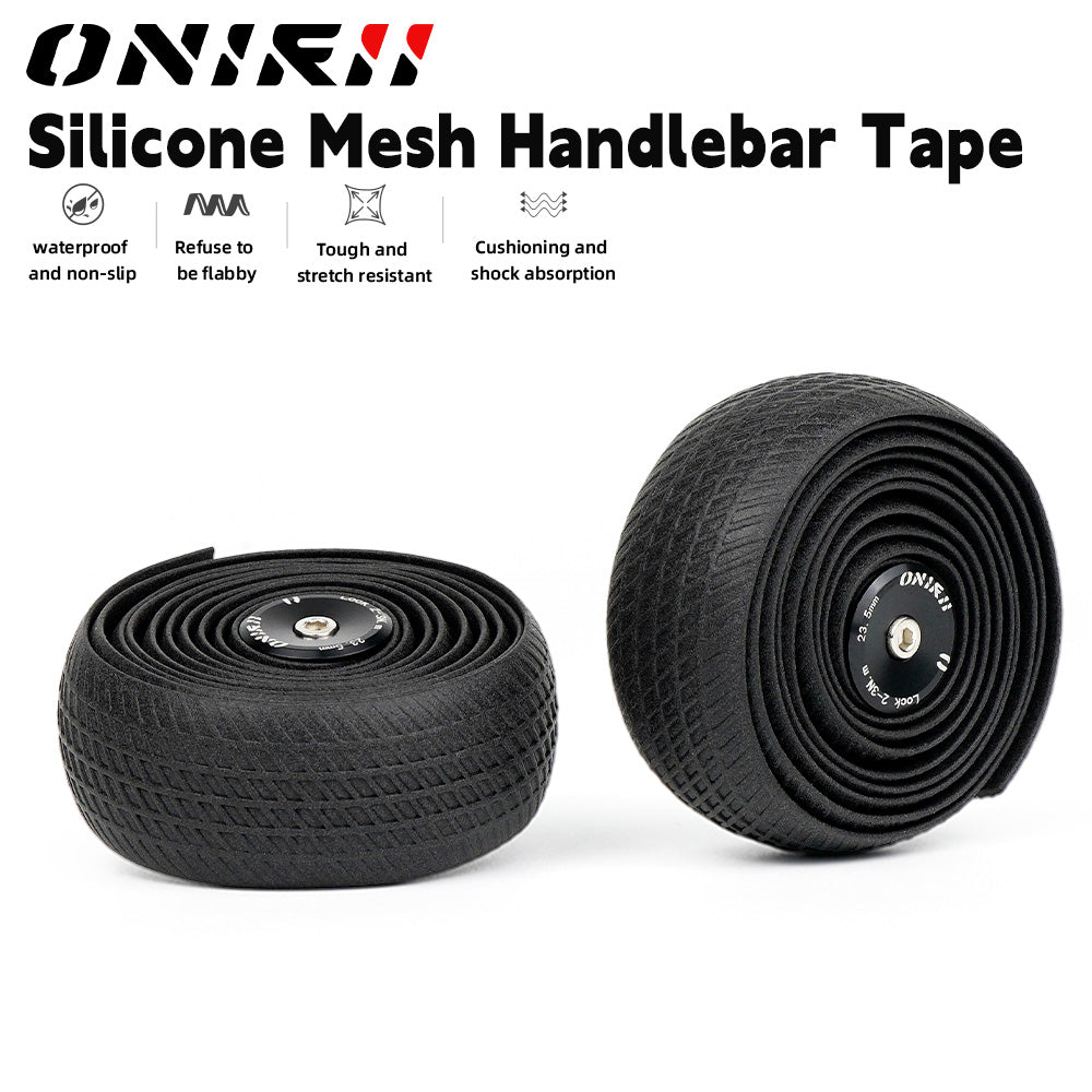 ONIRII Bike Handlebar Tape 2 Pcs with End Plug Silicone Bar Tape Shock Absorption Anti-slip Durable Cycling Wrap for Road Bike NEW