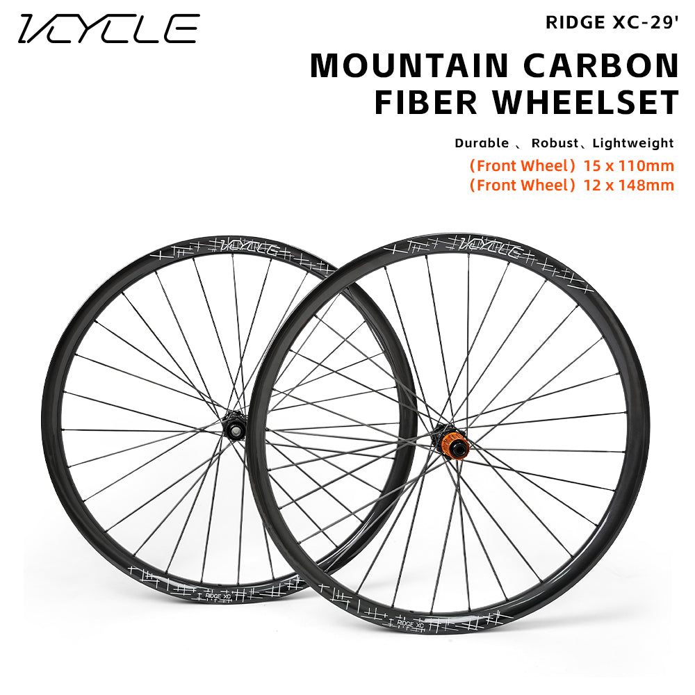 VCYCLE RIDGE XC 29" inch MTB Carbon Fiber Wheels 15-110mm 12-148mm F/R 28-hole MS HG XD Freehub for XC Racing Mountain Bikes NEW