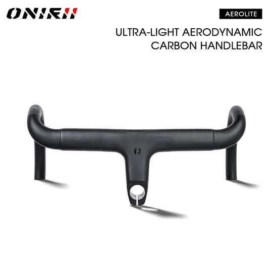 ONIRII Ultra-Light Carbon Fiber Aerodynamic Integrated Handlebars T800 with Internal Cable Routing and Non-Slip Grip—Suitable for Road Racing Bicycles