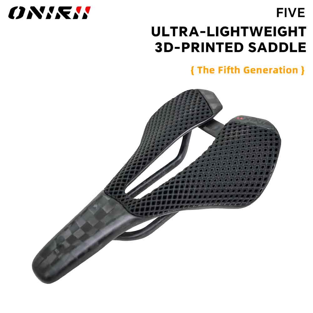 ONIRII FIVE 3D-Printed Saddle Carbon Base Rail High-Resilience Breathable Professional Saddle for Road Folding Mountain Bikes