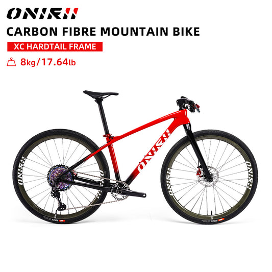 ONIRII WIN Ultra-Light Carbon Fiber XC Hardtail Mountain Bike with XT 1x12-Speed Drivetrain and Carbon Fiber Wheels MTB Complete Bike