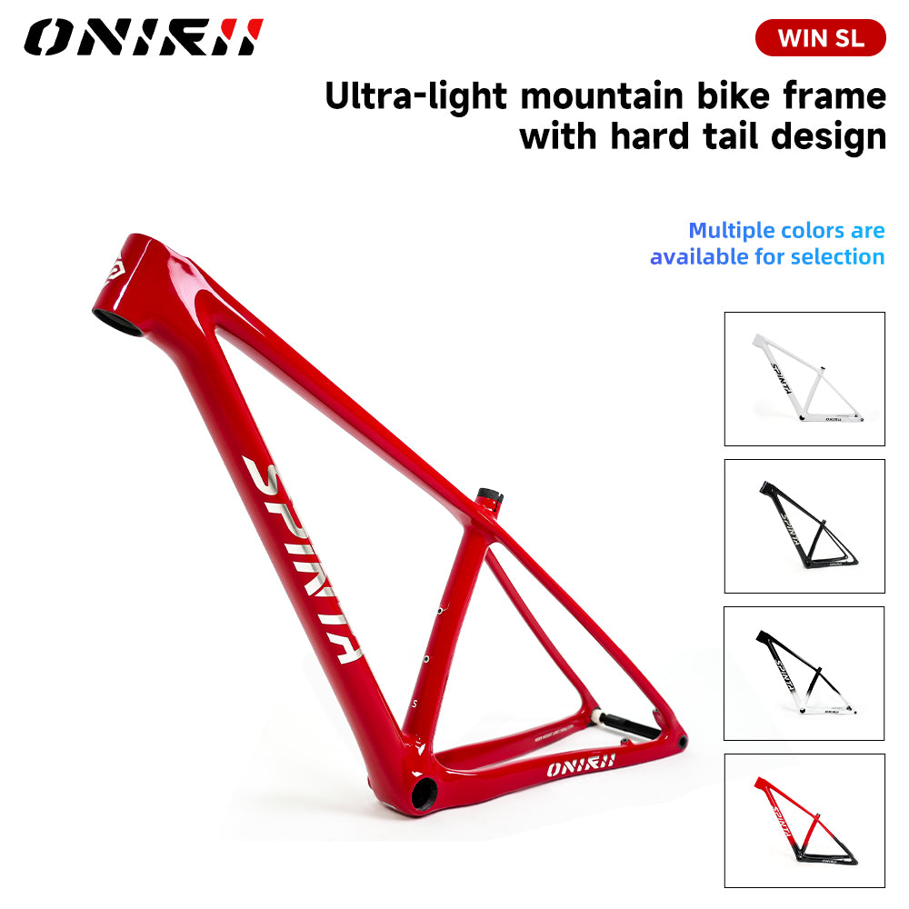 ONIRII WIN SL Carbon Fiber Hardtail MTB Frame BOOST 148, 15“, 17”, 19" with Shock Absorber (UDH) Tail Hook for Mountain Bikes