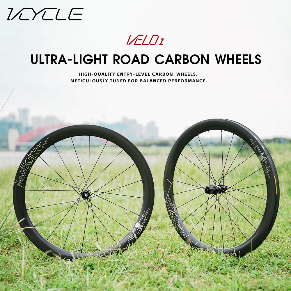 VCYCLE VELO I Ultra-Lightweight Carbon Fiber Vacuum Wheels with 50mm Rim Height, HG Hub, and Wide Open-Spoke Road Carbon Wheels