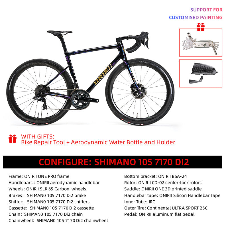ONIRII ONE PRO Carbon Climbing Road Bike with Electronic Groupset 8170 7170 Di2 Handlebar Hydraulic Disc Brake Hidden Cable NEW