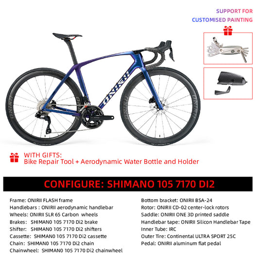 ONIRII FLASH Carbon Comprehensive Road Bike with Electronic Groupset 8170 7170 Di2 Handlebar Hydraulic Brake Hidden Cable Frame