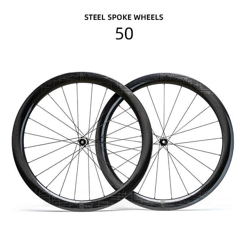 ONIRII VCYCLE VELO II Road Carbon Wheel 50 High Rim Steel Spoke Fat Rim 24 Hole Ultra Light With Hooked Edge HG for Road Bike