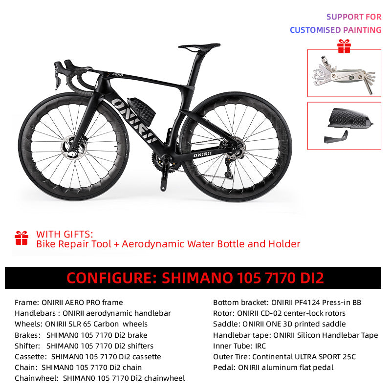 ONIRII AERO PRO Carbon Road Bike with Electronic Groupset 8170 7170 Di2 Handlebar Hydraulic Disc Brake Hidden Cable Frame NEW