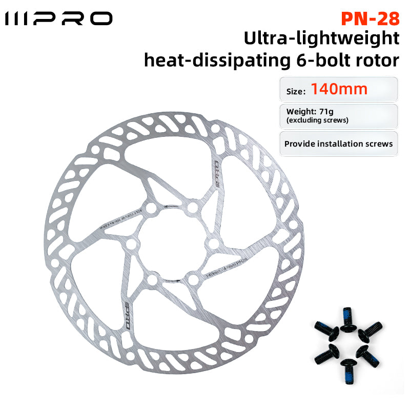 IIIPRO 6-Bolt Cooling Brake Disc Rotors 140 160 180mm Stainless Steel Durable for Mountain Road Folding and Commuter Bike NEW