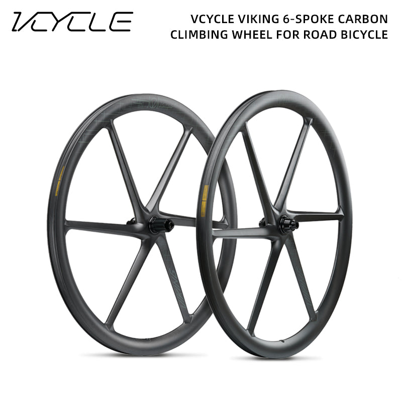 VCYCLE VIKING 6 Spoke Wheel Ultralight Carbon T800 Six Spoke HG Vacuum Tubeless 40mm with Hooked Edge for Road Bicycle NEW