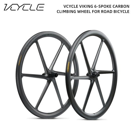 VCYCLE VIKING 6 Spoke Wheel Ultralight Carbon T800 Six Spoke HG Vacuum Tubeless 40mm with Hooked Edge for Road Bicycle NEW