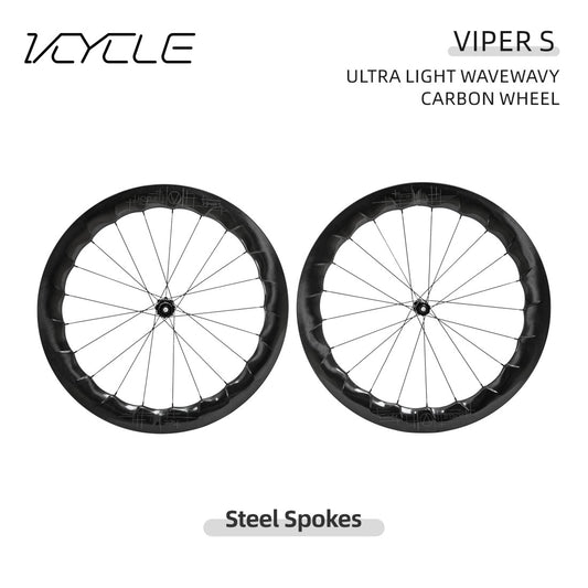 VCYCLE VIPER S Carbon Fiber Wave Wheels Tubeless-Ready Carbon Spoke Road Bike Ultra-Lightweight Wheels