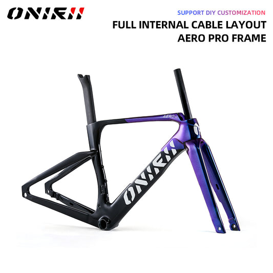 ONIRII Aerodynamic Carbon Bike Frame with Integrated Handlebar Thru Axle, Front Fork, Headset, Seat Post for Road Bicycle NEW