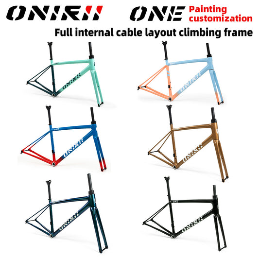 ONIRII Ultralight Carbon Climbing Frame Full Internal Cable Layout with Carbon Integrated Handlebar and Fork 700C for Road Bike