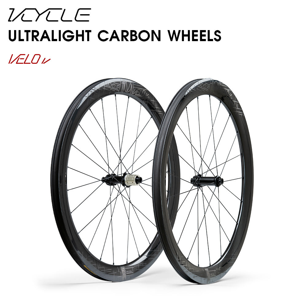 ONIRII VCYCLE VELO II Road Carbon Wheel 50 High Rim Steel Spoke Fat Rim 24 Hole Ultra Light With Hooked Edge HG for Road Bike