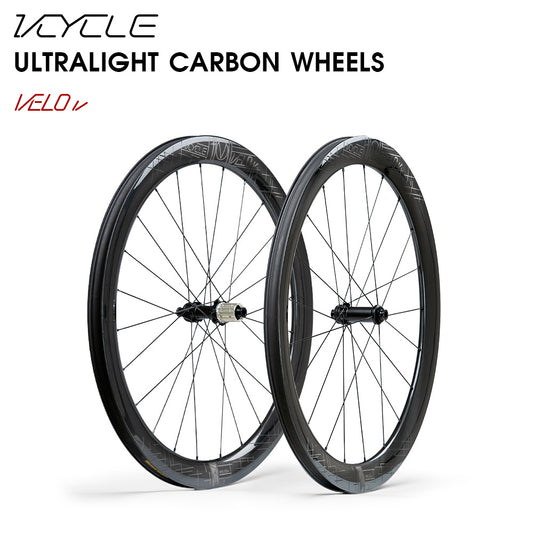ONIRII VCYCLE VELO II Road Carbon Wheel 50 High Rim Steel Spoke Fat Rim 24 Hole Ultra Light With Hooked Edge HG for Road Bike