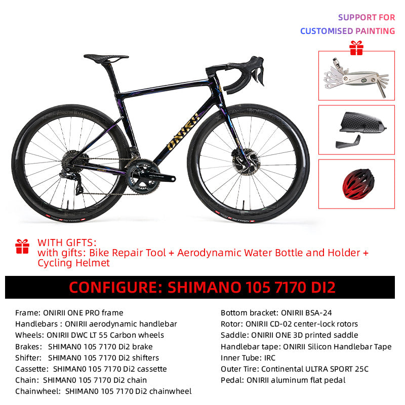 ONIRII ONE PRO Carbon Climbing Road Bike with Electronic Groupset 8170 7170 Di2 Handlebar Hydraulic Disc Brake Hidden Cable NEW