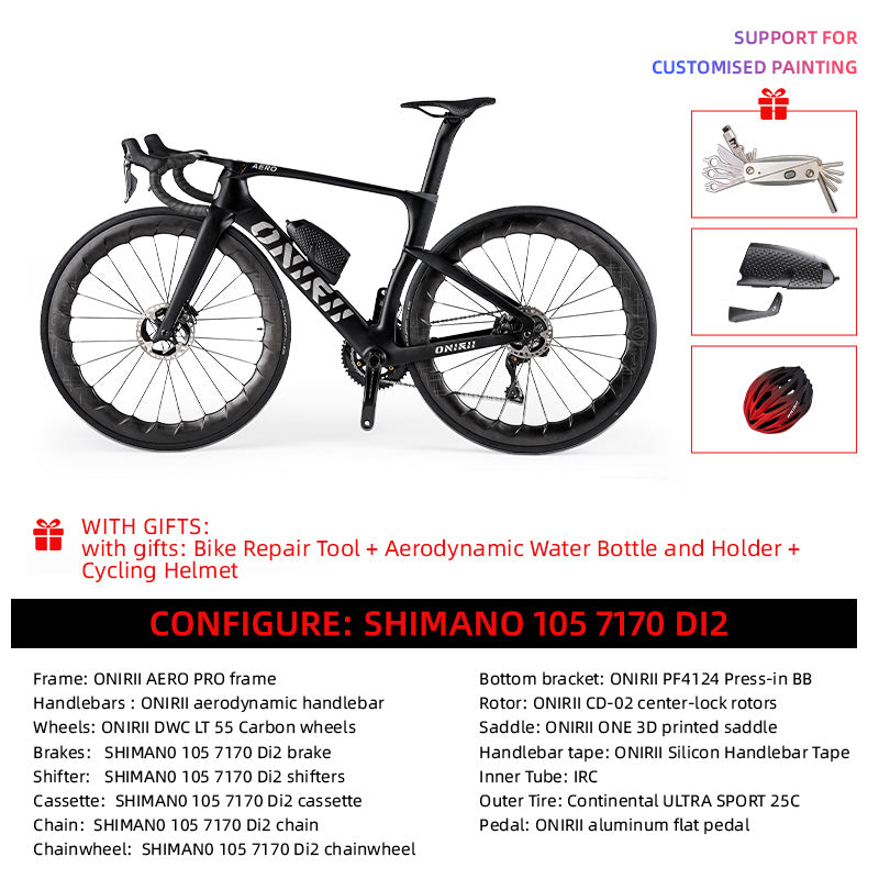 ONIRII AERO PRO Carbon Road Bike with Electronic Groupset 8170 7170 Di2 Handlebar Hydraulic Disc Brake Hidden Cable Frame NEW
