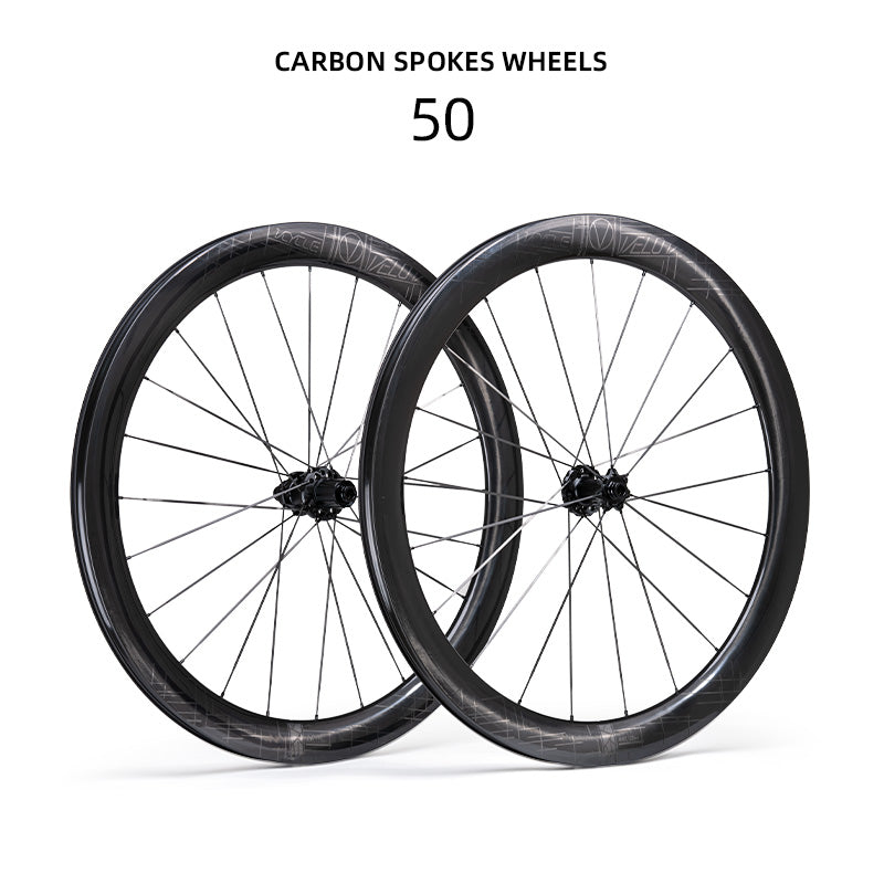 ONIRII VCYCLE VELO II Road Carbon Wheel 50 High Rim Steel Spoke Fat Rim 24 Hole Ultra Light With Hooked Edge HG for Road Bike