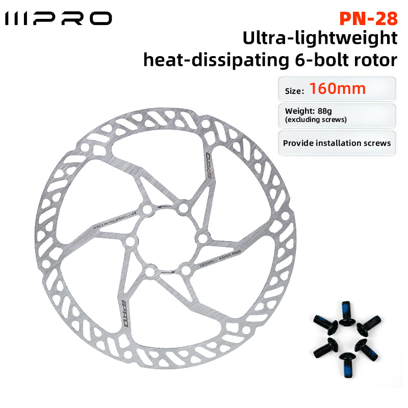 IIIPRO 6-Bolt Cooling Brake Disc Rotors 140 160 180mm Stainless Steel Durable for Mountain Road Folding and Commuter Bike NEW