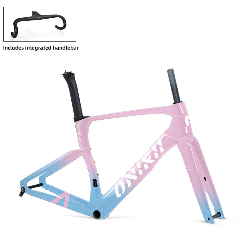 ONIRII AERO PRO+ Carbon Fiber Road Bike Frame with OD1 Head Tube, Flat-Top Design, and Fully Internal Cable Routing—Ideal for Road Racing
