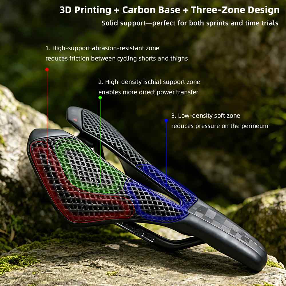 ONIRII FIVE 3D-Printed Saddle Carbon Base Rail High-Resilience Breathable Professional Saddle for Road Folding Mountain Bikes