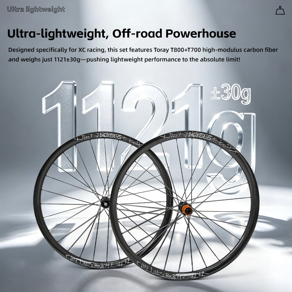 VCYCLE RIDGE XC 29" inch MTB Carbon Fiber Wheels 15-110mm 12-148mm F/R 28-hole MS HG XD Freehub for XC Racing Mountain Bikes NEW