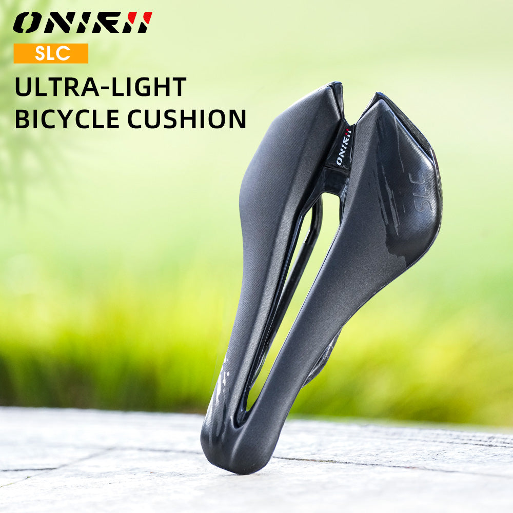 ONIRII SLC Ultralight Carbon Rail Bike Saddle Durable Leather Cushion Cycling Seat for Road Mountain MTB Bicycle