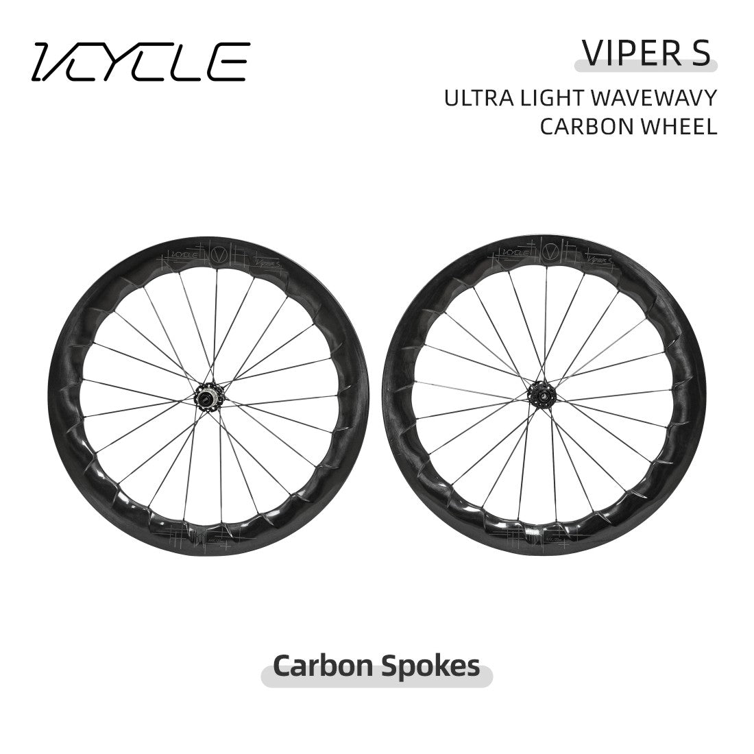 VCYCLE VIPER S Carbon Fiber Wave Wheels Tubeless-Ready Carbon Spoke Road Bike Ultra-Lightweight Wheels