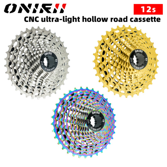 ONIRII CNC Road Bike Cassette 12 Speed 11-32T 11S-34T Ultralight Hollow HG Freewheel 12V Plated Gold Silver Rainbow Sprocket NEW