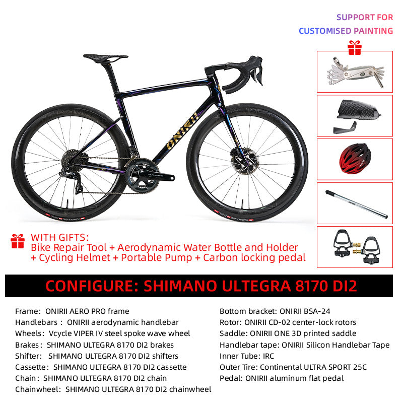 ONIRII ONE PRO Carbon Climbing Road Bike with Electronic Groupset 8170 7170 Di2 Handlebar Hydraulic Disc Brake Hidden Cable NEW