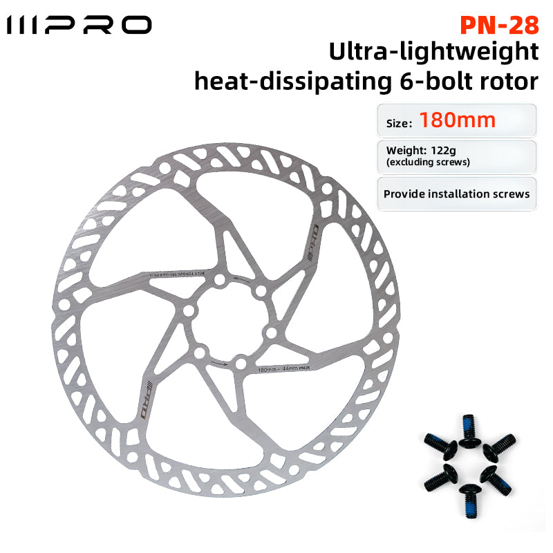 IIIPRO 6-Bolt Cooling Brake Disc Rotors 140 160 180mm Stainless Steel Durable for Mountain Road Folding and Commuter Bike NEW