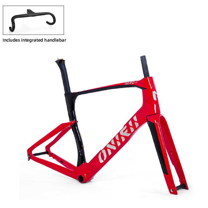 ONIRII AERO PRO+ Carbon Fiber Road Bike Frame with OD1 Head Tube, Flat-Top Design, and Fully Internal Cable Routing—Ideal for Road Racing