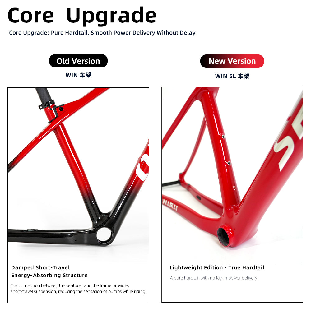 ONIRII WIN SL Carbon Fiber Hardtail MTB Frame BOOST 148, 15“, 17”, 19" with Shock Absorber (UDH) Tail Hook for Mountain Bikes