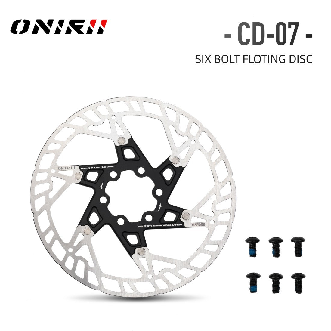 ONIRII Thermal Disc Brake Rotor Center Lock 6 Bolt Floating Ultra Light 160mm Stainless Steel Alu for Mountain Road Bike MTB New