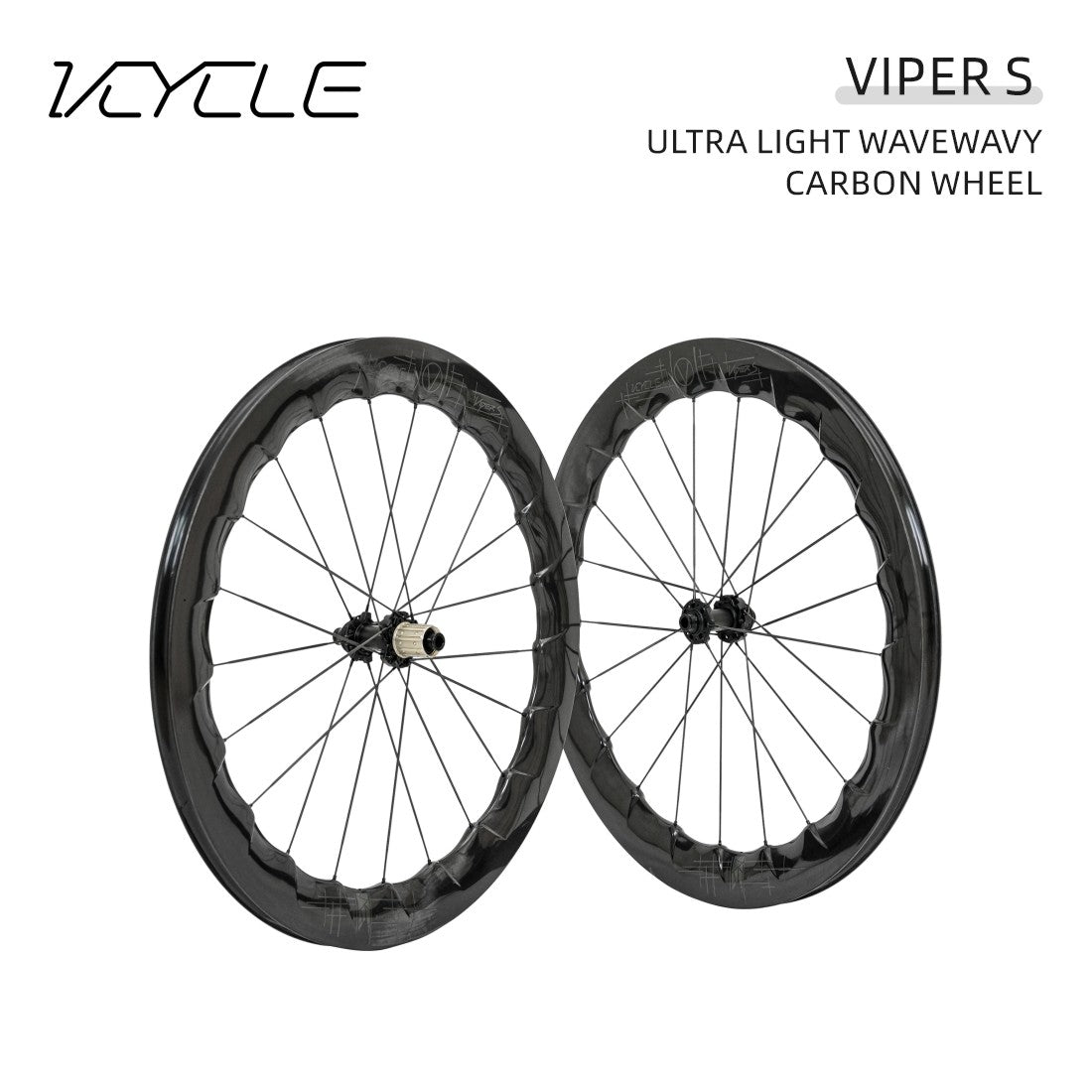 VCYCLE VIPER S Carbon Fiber Wave Wheels Tubeless-Ready Carbon Spoke Road Bike Ultra-Lightweight Wheels