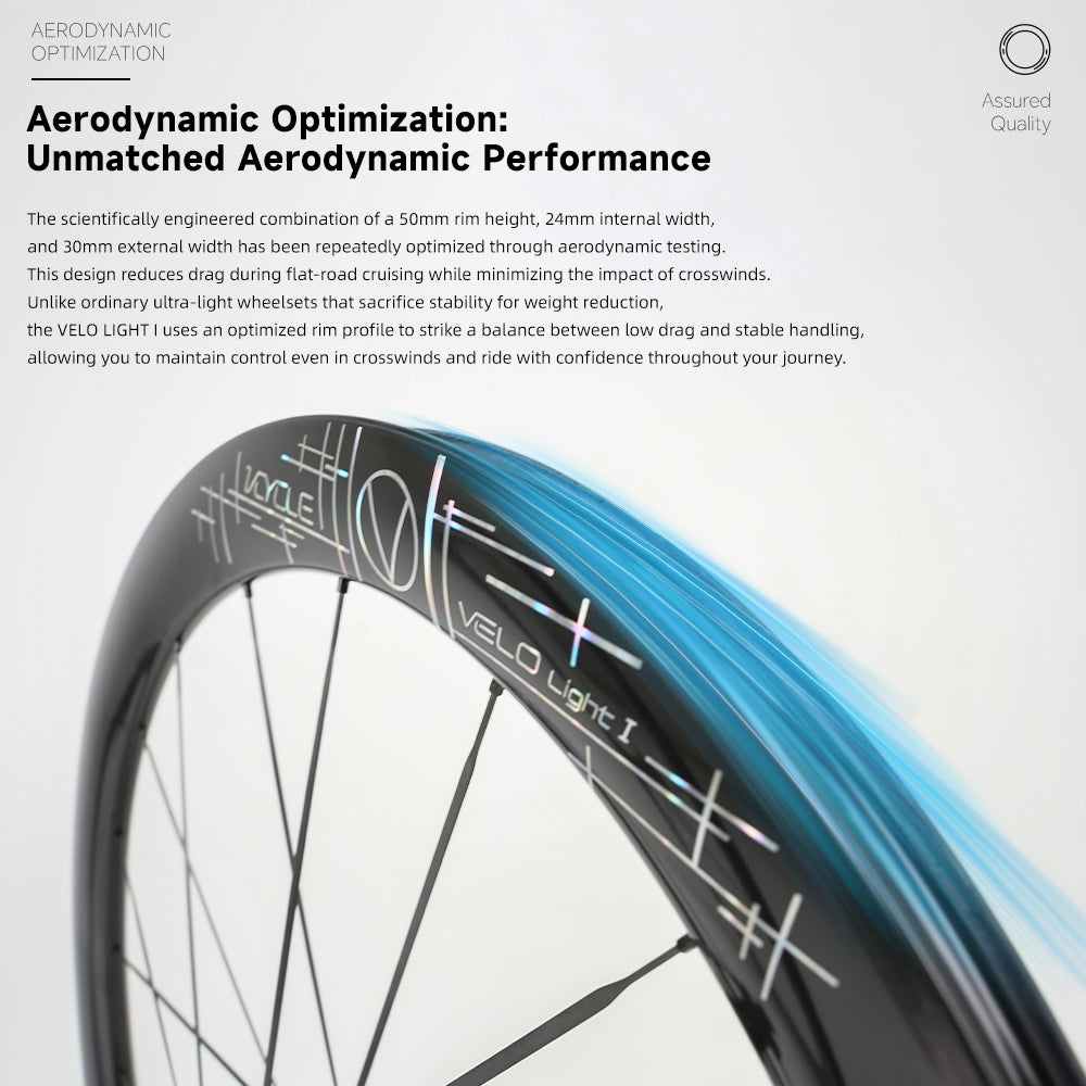 VCYCLE LIGHT I Carbon Ultra-Light Road Wheels Carbon Spokes Ceramic Bearings 100x142mm 50mm Rim for Road Bikes Bicycles