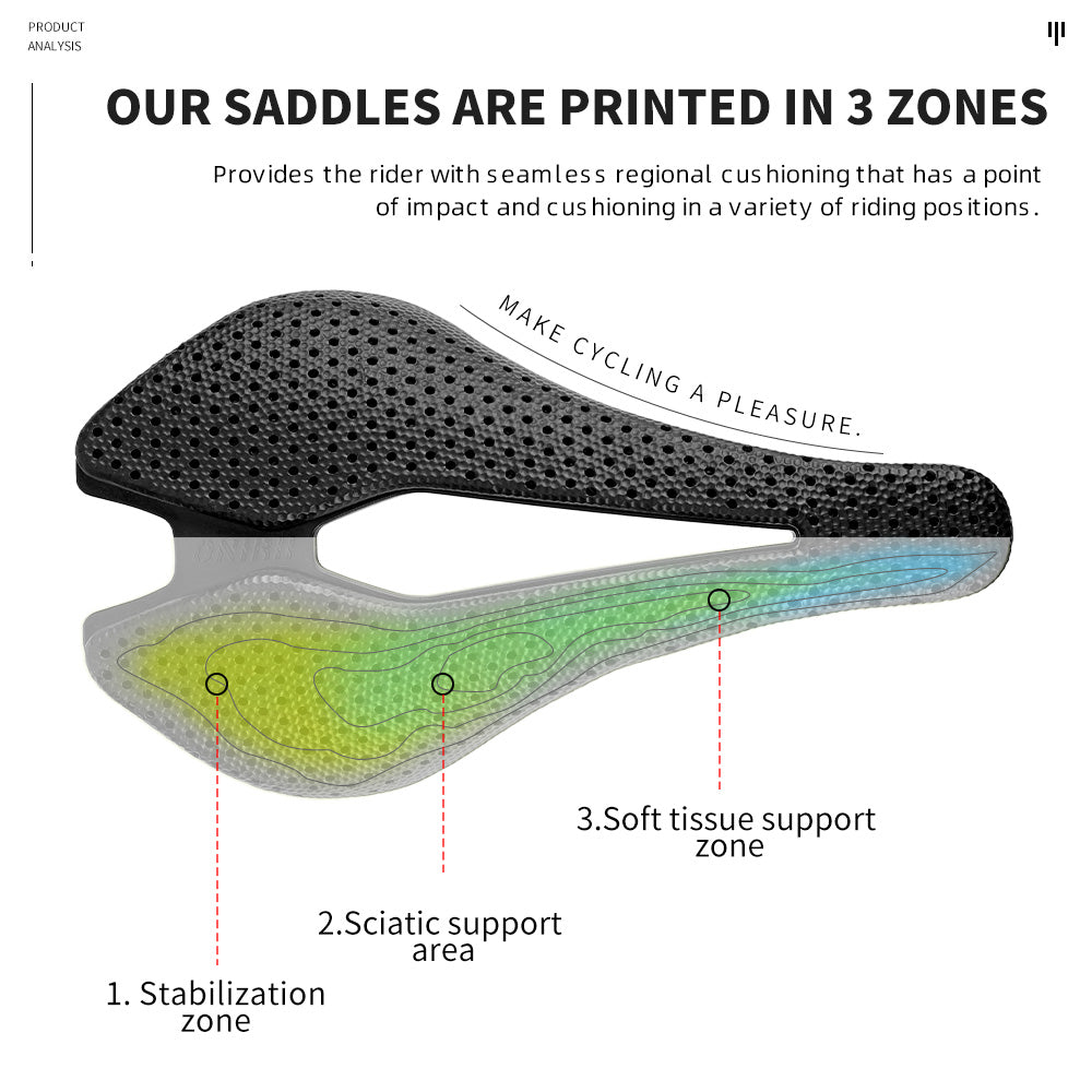 ONIRII Titanium Alloy 3D-Printed Saddle Lightweight, Durable, Hollow Cycling Saddle for Road and Mountain Bikes