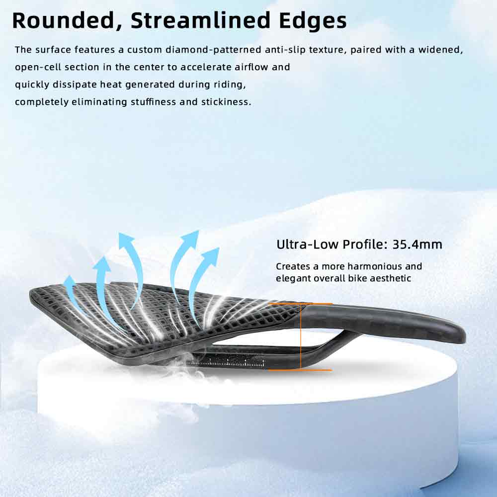 ONIRII FIVE 3D-Printed Saddle Carbon Base Rail High-Resilience Breathable Professional Saddle for Road Folding Mountain Bikes