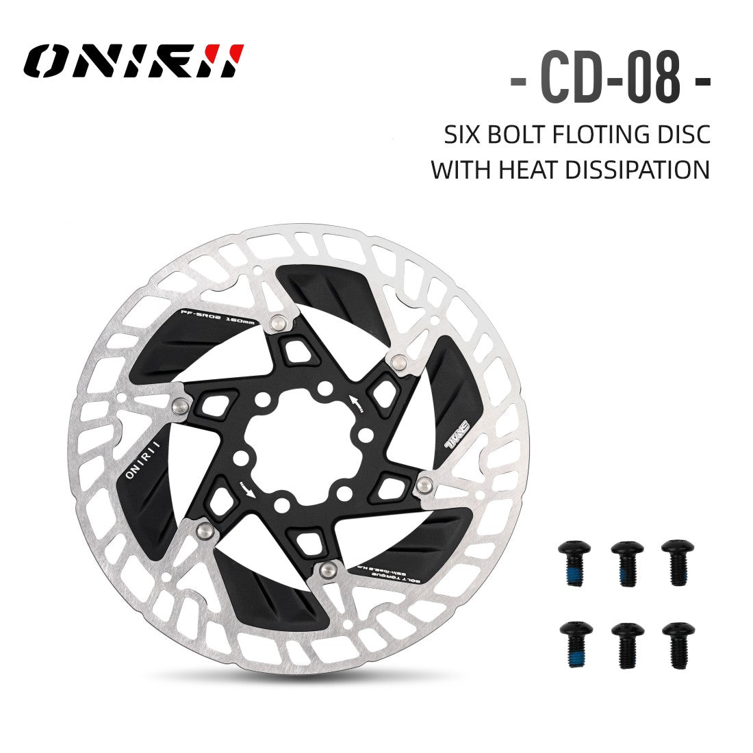 ONIRII Thermal Disc Brake Rotor Center Lock 6 Bolt Floating Ultra Light 160mm Stainless Steel Alu for Mountain Road Bike MTB New