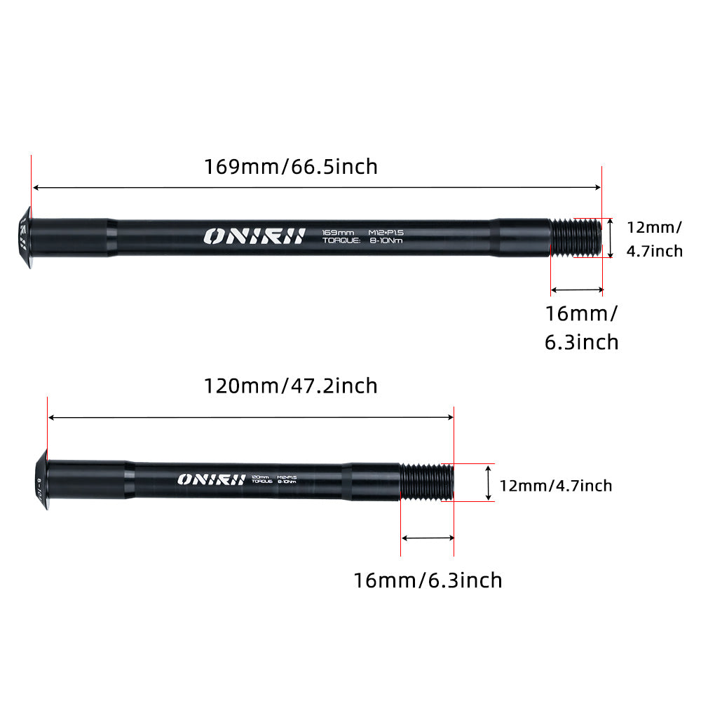 ONIRII Thru Axle 12mm for Road Bike Shaft Front/Rear Hub Skewers Front Fork Shaft Skewers12x142mm 12x100mm Wheel Axis Hub Shaft NEW