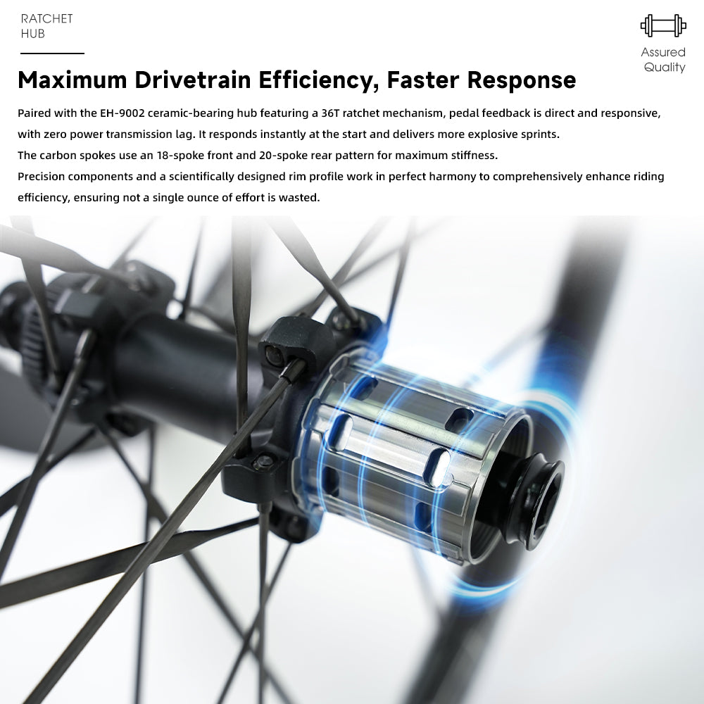 VCYCLE LIGHT I Carbon Ultra-Light Road Wheels Carbon Spokes Ceramic Bearings 100x142mm 50mm Rim for Road Bikes Bicycles