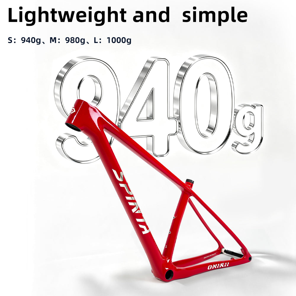 ONIRII WIN SL Carbon Fiber Hardtail MTB Frame BOOST 148, 15“, 17”, 19" with Shock Absorber (UDH) Tail Hook for Mountain Bikes